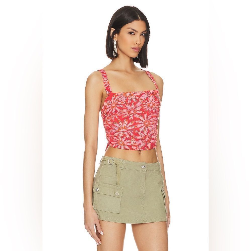 Free People NWT All Tied Up Tank in Red Combo Size Large - Picture 3 of 5